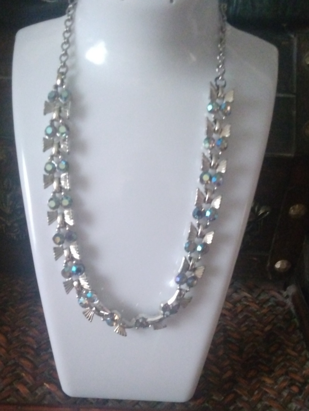 Iridescent Crystal Silver-Tone Necklace Borealis crystals
